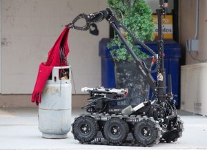 Police used a remote controlled bomb disposal robot