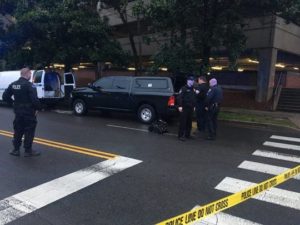 Nashville police remove a bomb detection robot